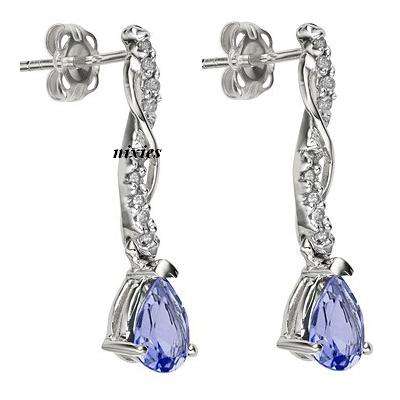 PERFECT 0.71CT TANZANITE & DIAMOND 925 STERLING SILVER EARRINGS