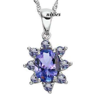 BRILLIANT 0.41CT TANZANITE & DIAMOND 925 STERLING SILVER PENDANT