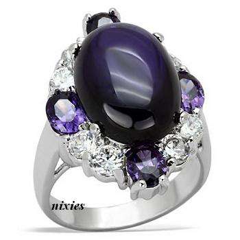 EYE CATCHING AMETHYST CZ COCKTAIL RING - SIZE 6(M)