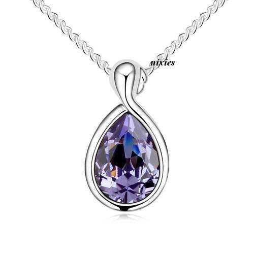 LOVELY RICH AMETHYST SWAROVSKI TEARDROP on chain