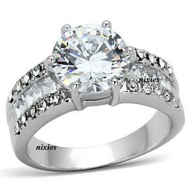 STUNNING 8MM SIMULATED DIAMOND ENGAGEMENT RING - SIZE 7(O)