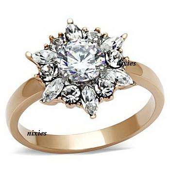 BEAUTIFUL 1.45CT ROSE GOLD DIAMOND CZ RING - SIZE 8(Q)