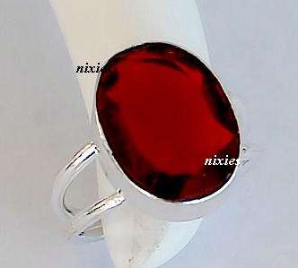 EYE CATCHING RICH GARNET QUARTZ SILVER RING - SIZE 7(O)