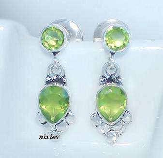 CHEERY GREEN PERIDOT SILVER EARRINGS
