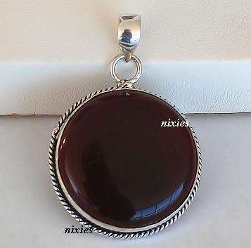 STYLISH LARGE 925 STERLING SILVER LOOP NATURAL GARNET QUARTZ PENDANT