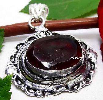 STYLISH 925 STERLING SILVER LOOP NATURAL GARNET QUARTZ PENDANT