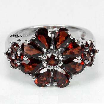 GENUINE 5.68CT RICH GARNET 925 STERLING SILVER RING - SIZE 9(S)