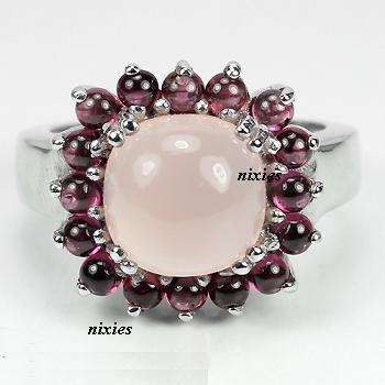 LOVELY 3.62CT CHALCEDONY & RHODOLITE 925 STERLING SILVER RING - SIZE 7.25(OM)