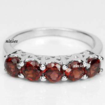 GENUINE 1.23CT GARNET 925 STERLING SILVER RING - SIZE 6(M)