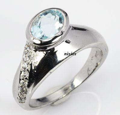 SOFT SKY BLUE TOPAZ 925 STERLING SILVER RING - SIZE 7.5(P)