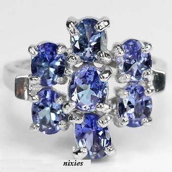GORGEOUS GENUINE TANZANITE 925 STERLING SILVER RING - SIZE 5.75(N)