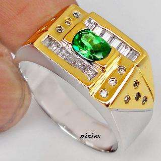 ELEGANT NANO EMERALD 925 STERLING SILVER RING - SIZE 11(W)