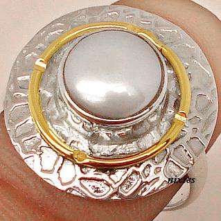 DARING FRESHWATER PEARL 925 STERLING SILVER RING - SIZE 7.5(P)