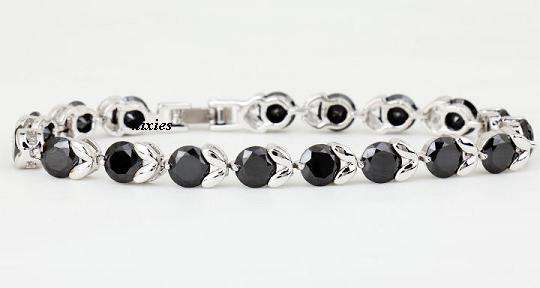 LOVELY ELEGANT BLACK DIAMOND CZ TENNIS BRACELET