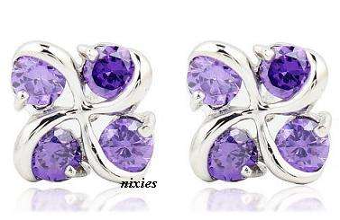CHARMING AMETHYST CZ EARRING STUDS