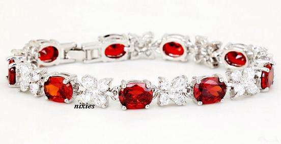 STRIKING RICH GARNET CZ TENNIS BRACELET