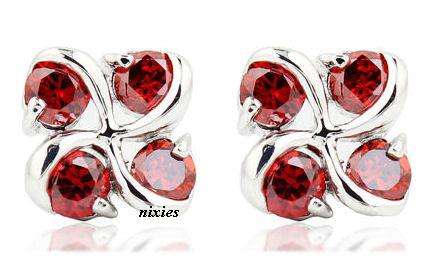 CHARMING GARNET CZ EARRING STUDS