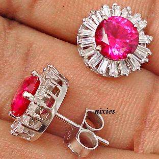 ADORABLE RUBY 925 STERLING SILVER STUDS