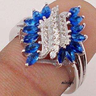 LOVELY NANO SAPPHIRE CZ IN SOLID 925 STERLING RING - SIZE 7(O)