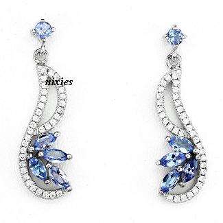 AWESOME REAL TANZANITE 925 STERLING SILVER EARRINGS