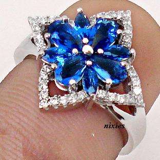 LOVELY SAPPHIRE NANO CZ IN SOLID 925 STERLING RING - SIZE 6.5(N)