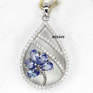 REMARKABLE GENUINE TANZANITE & TOPAZ 925 STERLING SILVER RING - SIZE 7(O)