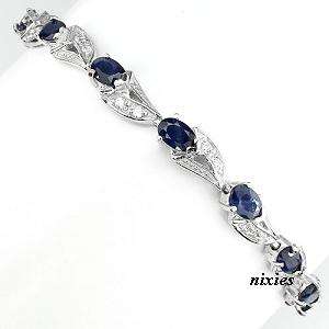 **NEW** DRAMATIC GENUINE SAPPHIRE 925 STERLING SILVER BRACELET