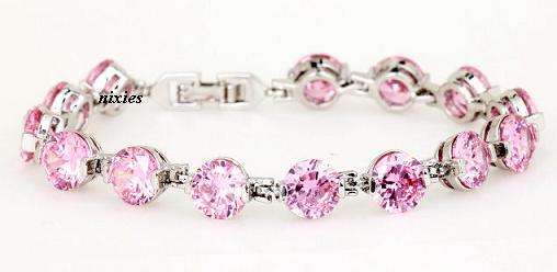BEAUTIFUL PINK KUNZITE CZ TENNIS BRACELET