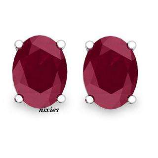 BEAUTIFUL 2.20CT REAL RUBY 925 STERLING SILVER EARRING STUDS