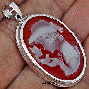 ADORABLE CARVED LADY CAMEO IN SOLID 925 STERLING SILVER