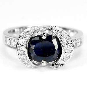 MAGNIFICENT REAL SAPPHIRE 925 STERLING SILVER RING - SIZE 7(O)