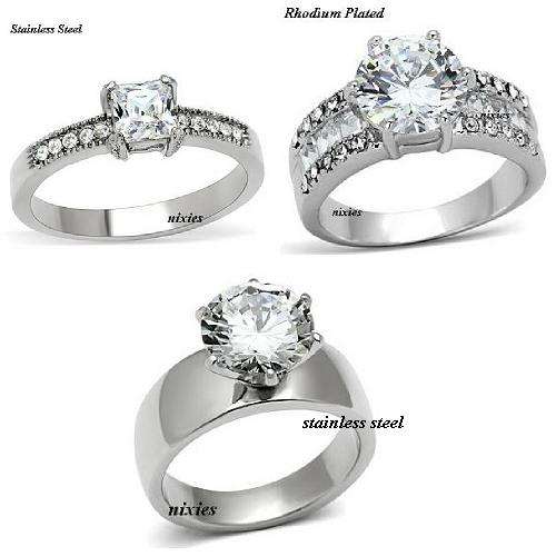 **LOW START**  3 x  DIAMOND CZ ENGAGEMENT RINGS  - SIZE 8(Q)
