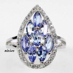 BEAUTIFUL REAL TANZANITE 925 STERLING SILVER RING - SIZE 7(O)