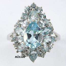 GENUINE SKY BLUE TOPAZ 925 STERLING SILVER RING - SIZE 7(O)