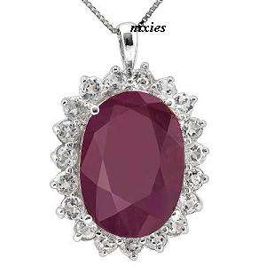 BEAUTIFUL CHUNKY RUBY & CZ 925 STERLING SILVER PENDANT