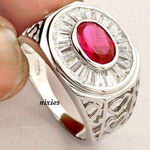 ELEGANT RUBY 925 STERLING SILVER RING - SIZE 9(S)