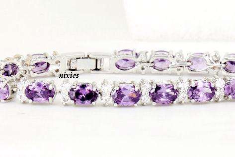 LOVELY AMETHYST SWAROVSKI ELEMENTS TENNIS BRACELET
