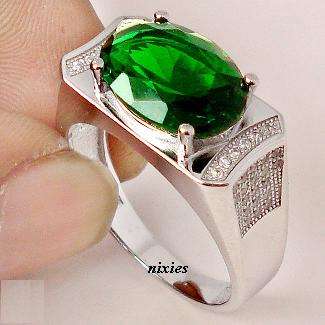 DARING RUSSIAN NANO EMERALD 925 STERLING SILVER RING - SIZE 9(S)