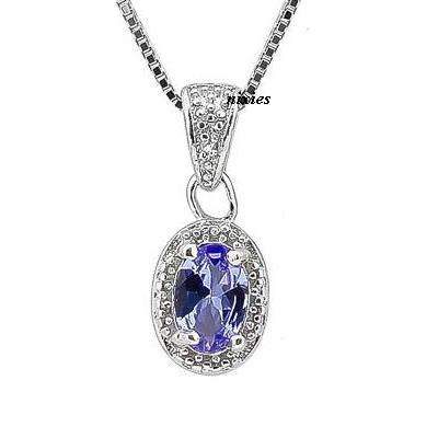 NATURAL DIAMOND & TANZANITE PENDANT SET IN 925 STERLING SILVER