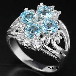 GENUINE SKY BLUE TOPAZ 925 STERLING SILVER RING - SIZE 8(Q)
