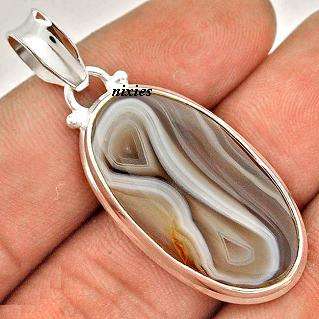 LOVELY MEXICAN LAGUNA JASPER IN SOLID 925 STERLING SILVER