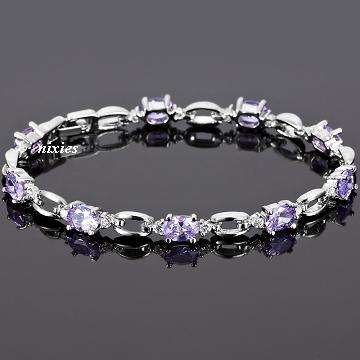LOVELY SOFT VIOLET TANZANITE CZ TENNIS BRACELET