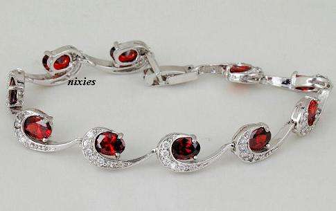 STRIKING GARNET RED CZ TENNIS BRACELET