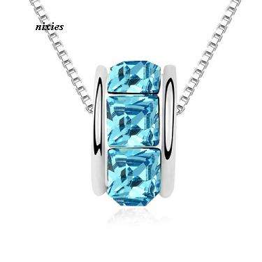 **NEW** DAZZLING BLUE TOPAZ SWAROVSKI CIRCLE on chain