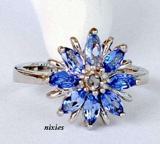 BEAUTIFUL REAL TANZANITE 925 STERLING SILVER RING - SIZE 6.5(N)