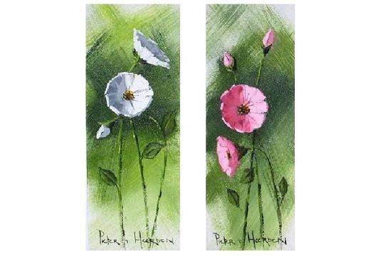 FREE SHIPPING **PINK & WHITE FLOWERS DUO **  BY PIETER V HEERDEN