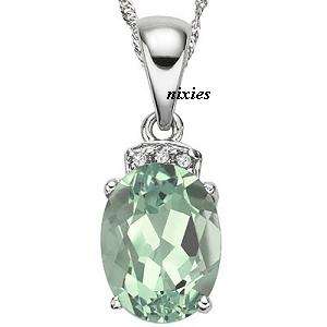 CLASSIC GREEN AMETHYST & DIAMOND 925 STERLING SILVER PENDANT