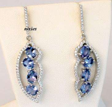 EXQUISITE REAL TANZANITE 925 STERLING SILVER EARRINGS