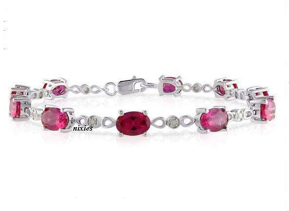 EXQUISITE WHITE GOLD CR RUBY TENNIS BRACELET