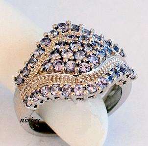 MAGNIFICENT 1.26 CARAT REAL TANZANITE  925 STERLING SILVER RING - SIZE 8(Q)